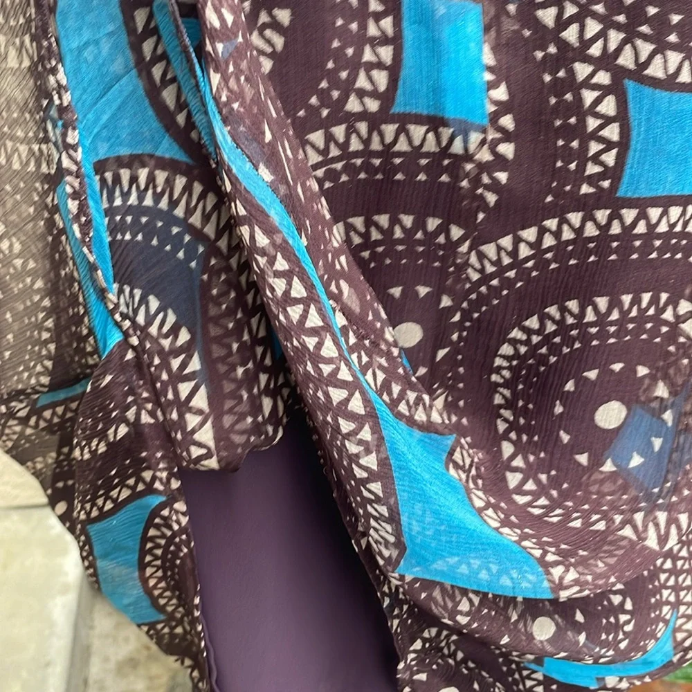 Tory Burch Blue and Brown Midi Dress with Elegant Design